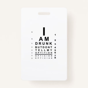 Blurry drunk eye chart badge
