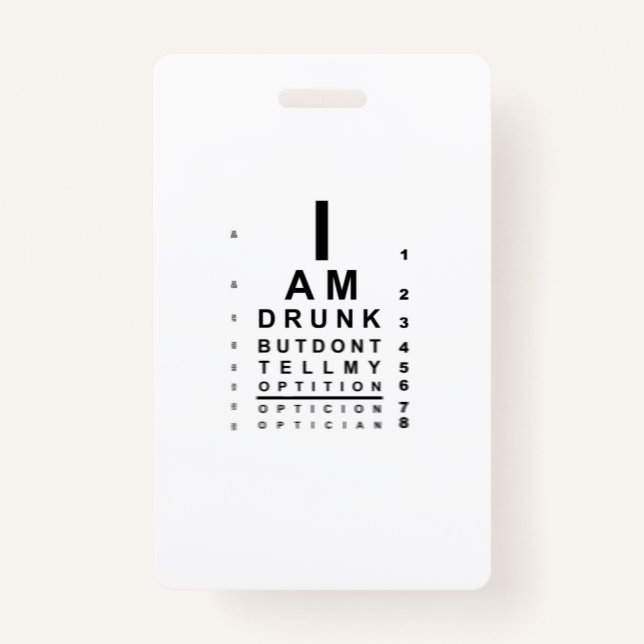 Blurry drunk eye chart badge (Front)