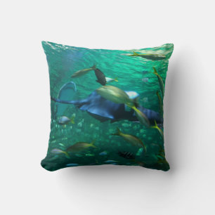 Blurry Ocean Scene Throw Pillow