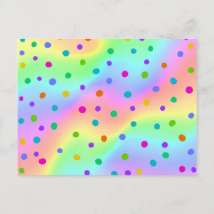 Blurry Rainbow Wavy Stripy Design with Dots Postcard