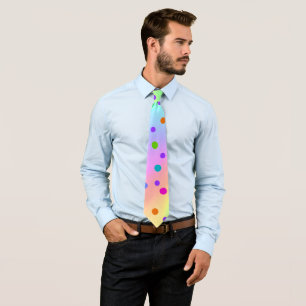 Blurry Rainbow Wavy Stripy Design with Dots Tie