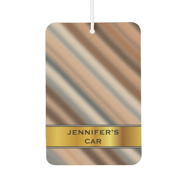 Blurry Rustic Inspired Stripes Pattern & Name Air Freshener (Front)