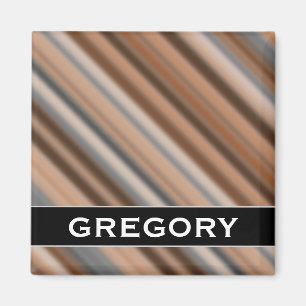 Blurry Rustic Inspired Stripes Pattern + Name Magnet