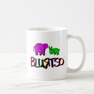 blurtso logo green and pink coffee mug