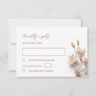 Blush 3D Boho FlowersWedding RSVP Card