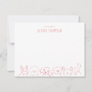 Blush A Note From Cute Dog Animal Sketch Note Card