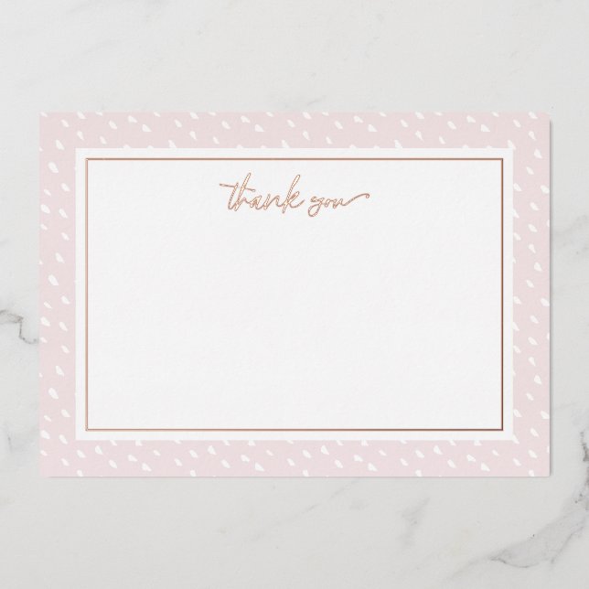 Blush Abstract Dots Thank You Foil Note Card (Front)