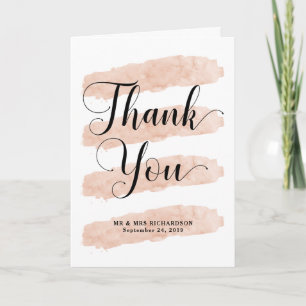 Blush Abstract Stripes Watercolor Thank You