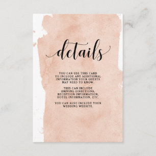 Blush Abstract Stripes Wedding Guest Details Enclosure Card