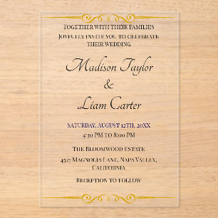 Blush Acrylic Wedding Invitation Simple
