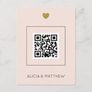Blush All in One Wedding Invitation with QR Code Postcard