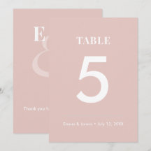 Blush Ampersand Wedding | Modern Table Number