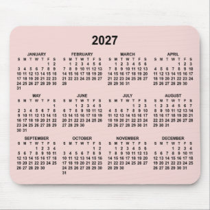Blush and Black 2027 Calendar Mouse Pad