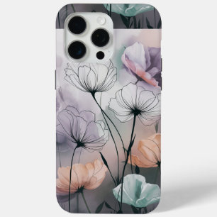 Blush and Bloom: Pastel Ink Flowers iPhone 15 Pro Max Case