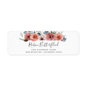 Blush and Blue Blissful Floral Return Address