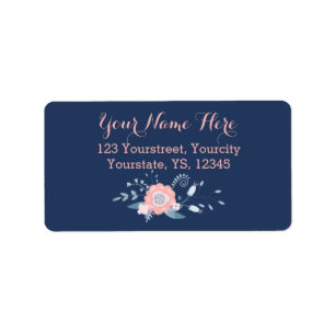 Blush and blue boho return address labels