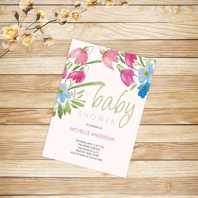 Blush And Blue Spring Baby Shower Invitation (Creator Uploaded)