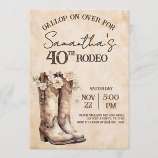 Blush and Boots 40th Rodeo Western Birthday Invitation