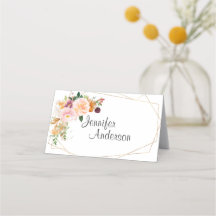 Blush And Burgundy Roses Wedding Place Card