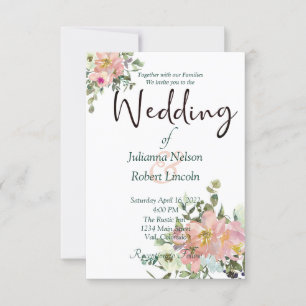 Blush and eggshell watercolor floral wedding invit invitation