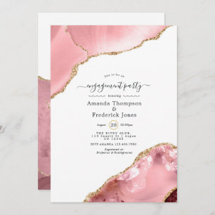 Blush and Gold Agate Engagement Party Invitation