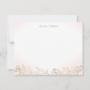 Blush and gold botanical personalized Stationery Card