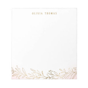 Blush and gold botanical personalized Stationery Notepad