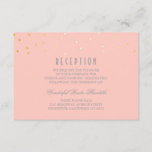 blush and gold confetti wedding Reception cards