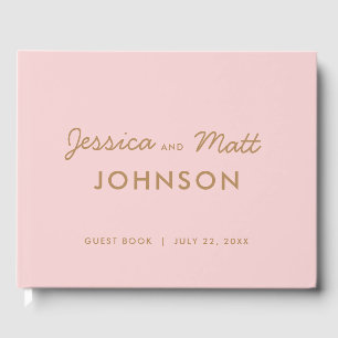 Blush and Gold Cute Livre d'invité Mariage moderne
