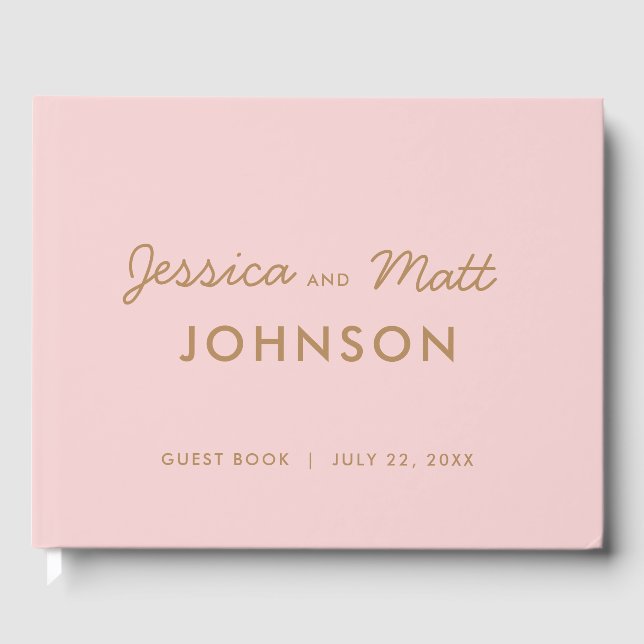 Blush and Gold Cute Livre d'invité Mariage moderne (Recto)