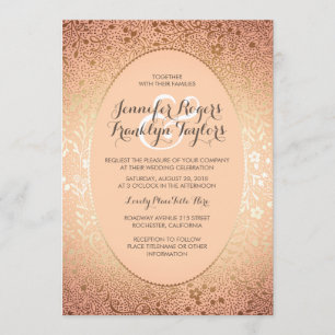 Blush and Gold - Elegant Floral Vintage Wedding Invitation