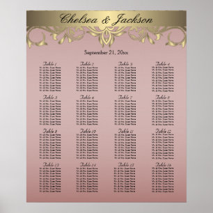 Blush and  Gold Element Design - 16 Seating Chart
