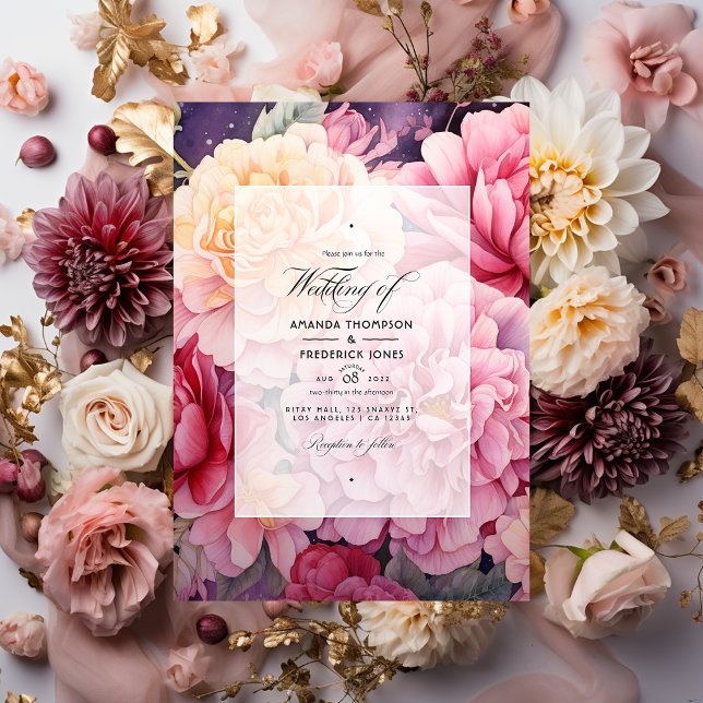 Blush and Gold Floral Wedding Invitation (Creator Uploaded)