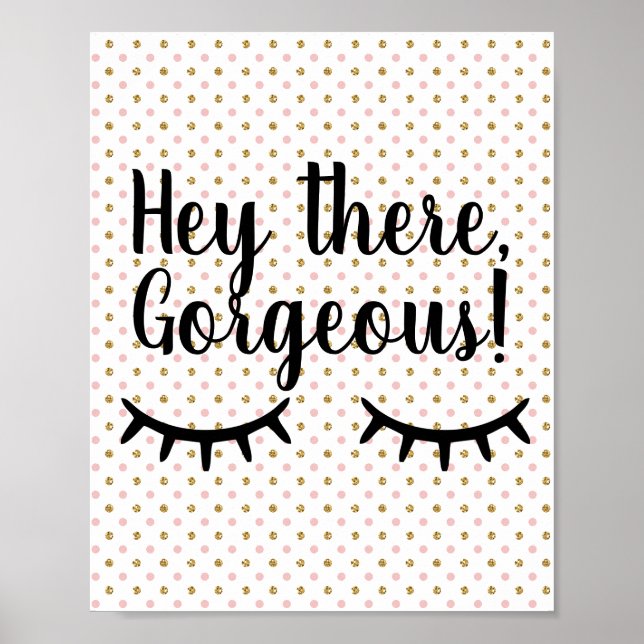 Blush and gold glitter polka dot poster (Front)