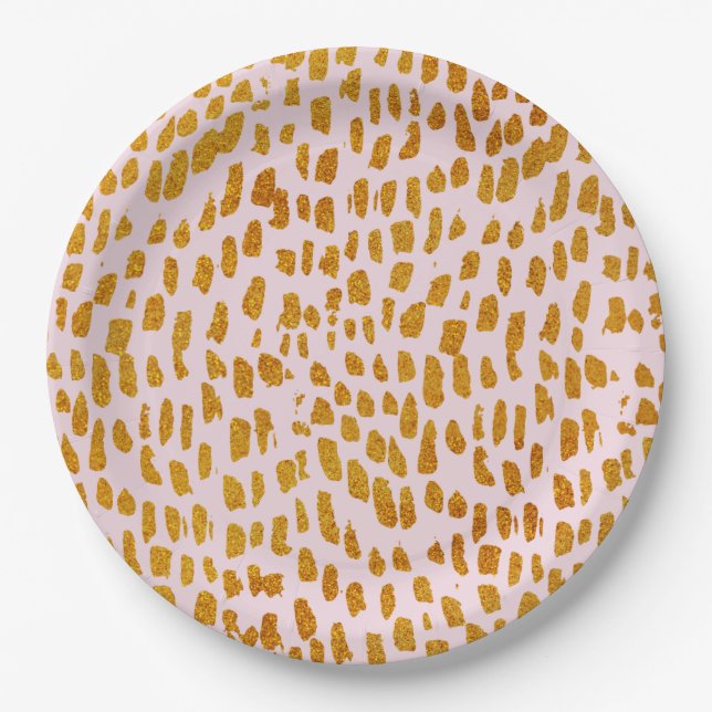 Blush and Gold Leopard Safari Theme Paper Plate (Front)