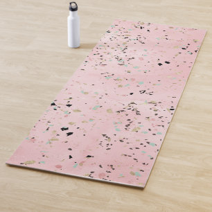 Blush and gold marble terrazzo design yoga mat