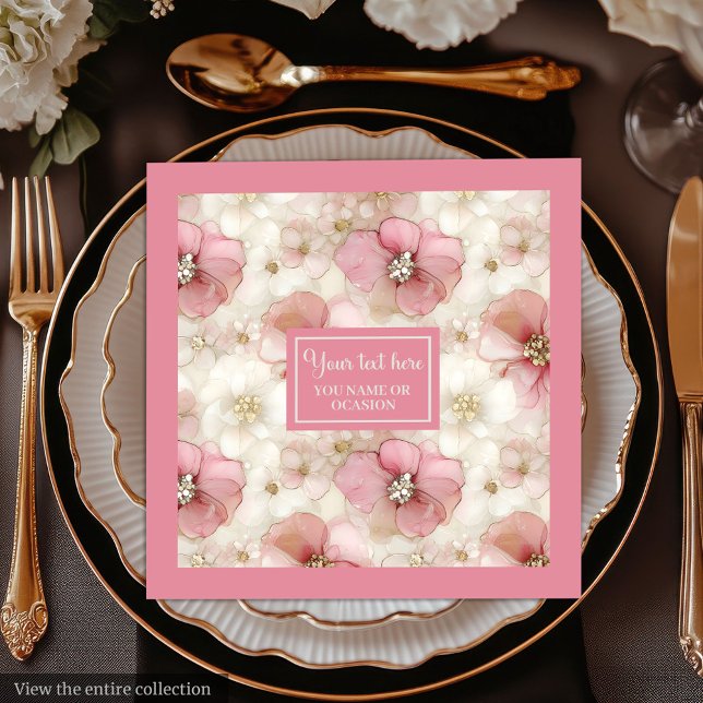 Blush and Gold Napkinс Personalized Elegant Table Napkin (Blush and Gold Napkinс Personalized Elegant Table)