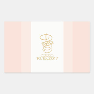 Blush and Gold Rectangle Stickers