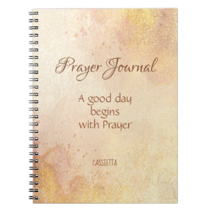 Blush and Gold Splashes Bible Personalized Prayer Notebook