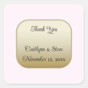 Blush and Gold Thank You Square Sticker