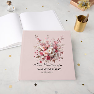 Blush and Gold Watercolor Flowers Personalized Guest Book