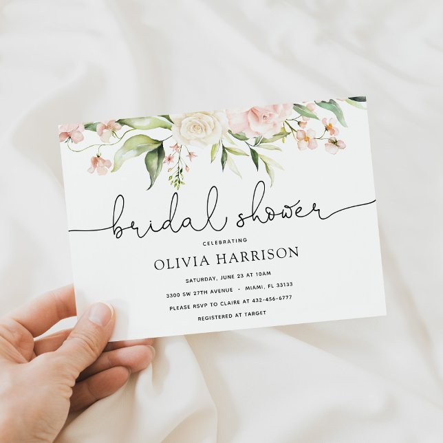 Blush and Greenery Bridal Shower Invitation (Creator Uploaded)