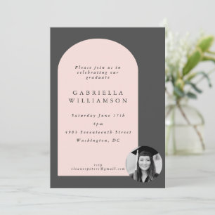 Blush and Grey Bold Shapes Photo Graduation Party  Invitation