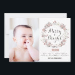 Blush and Grey Christmas Wreath Holiday Photo Card<br><div class="desc">Blush and Grey Christmas Wreath Holiday Photo Card 
 Customizable holiday photo card featuring calligraphy texts and blush and grey Christmas wreath.</div>
