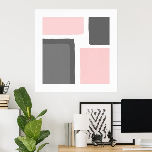 Blush and Grey Minimalist Colour Block Poster (Home Office)