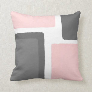 Blush and Grey Minimalist Colour Block Throw Pillow
