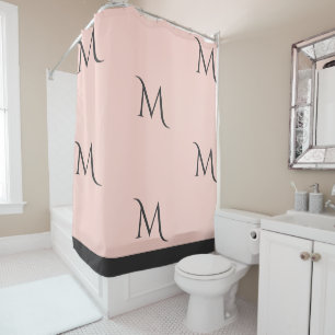 Blush and Grey Monogrammed Shower Curtain