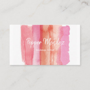 Blush and Hot Pink Watercolor Brush Strokes Business Card
