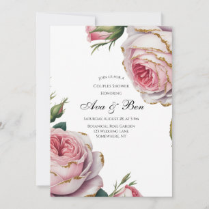 Blush and Ivory Rose Floral Couples Shower Invitation