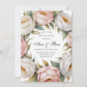 Blush and Ivory Rose Floral Wedding Shower Invitation